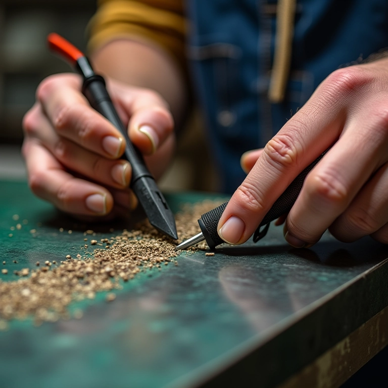 Ajuste preciso do fio de níquel-cromo na resistência para corte de vidro.