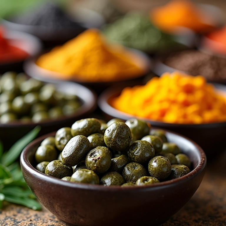 Alcaparras, ingrediente chave do molho.