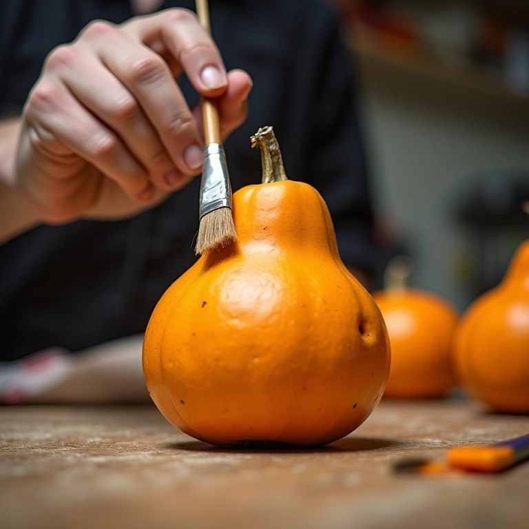 Artesão aplicando verniz em cuia para proteção.