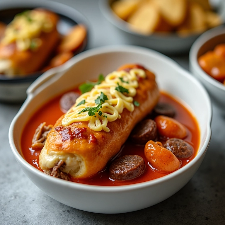 Baião de dois vegano com linguiça vegetal e queijo de castanha em bowl branco moderno.