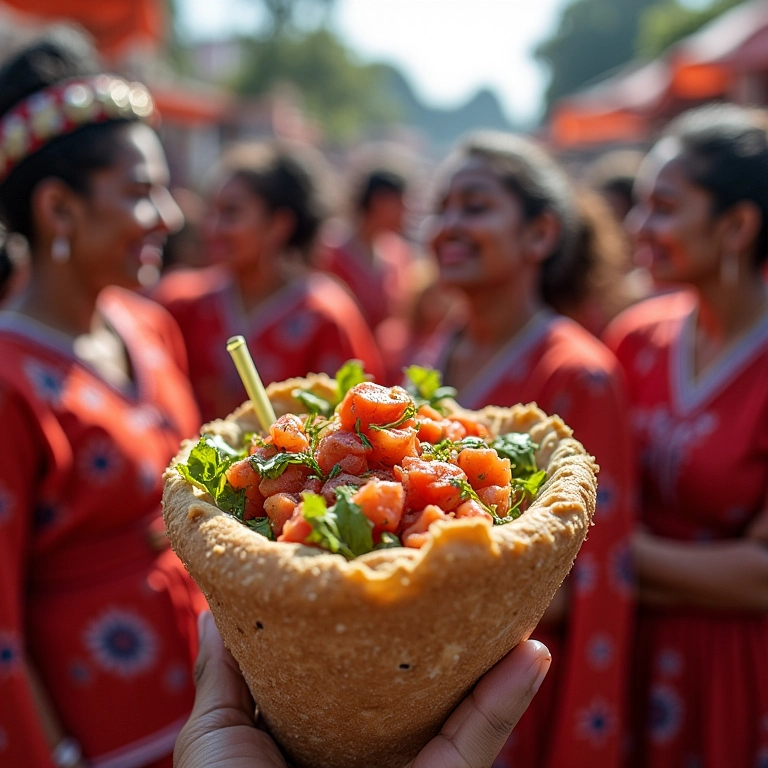 Barreado servido em festa popular no litoral do Paraná.