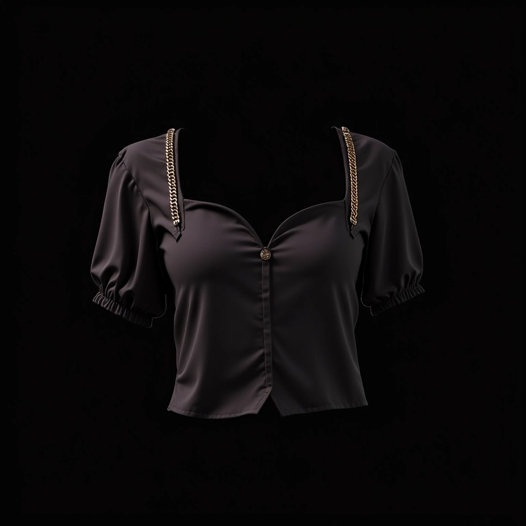Blusa elegante com alças de corrente delicadas.