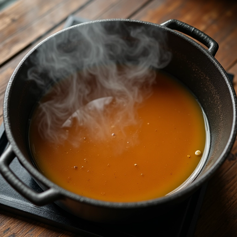 Caldo de ossos caseiro borbulhando em panela grande.