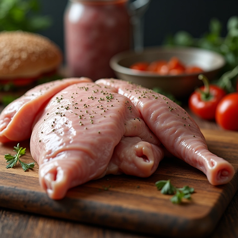Carne de frango congelada para hambúrguer.