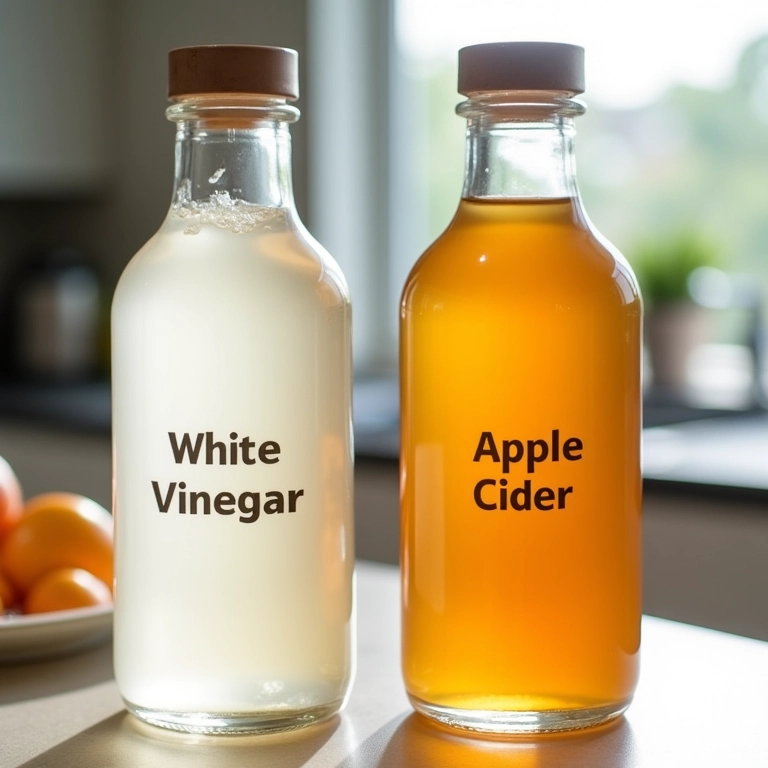 Comparação entre vinagre branco e de maçã para picles.