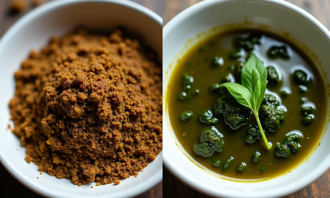 Comparativo entre chimichurri seco e chimichurri fresco.