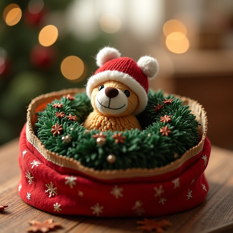 Conservando guirlanda amigurumi de Natal.