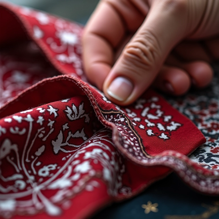 Costurando elástico na bandana para melhor ajuste e conforto.