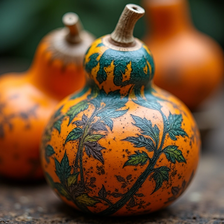 Cuia de chimarrão personalizada com entalhes e pintura.