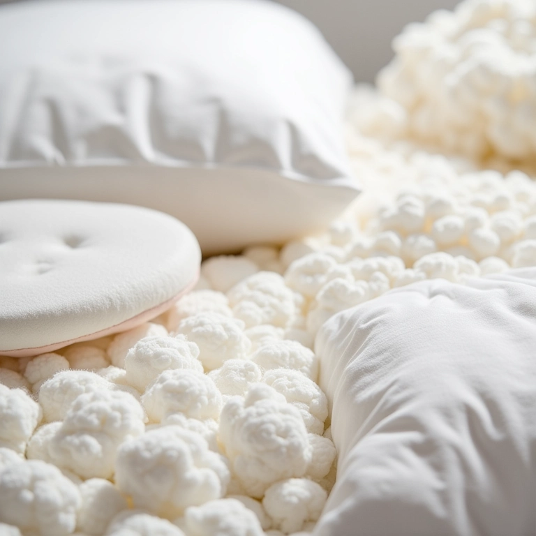 Diferentes tipos de enchimento para almofadas.