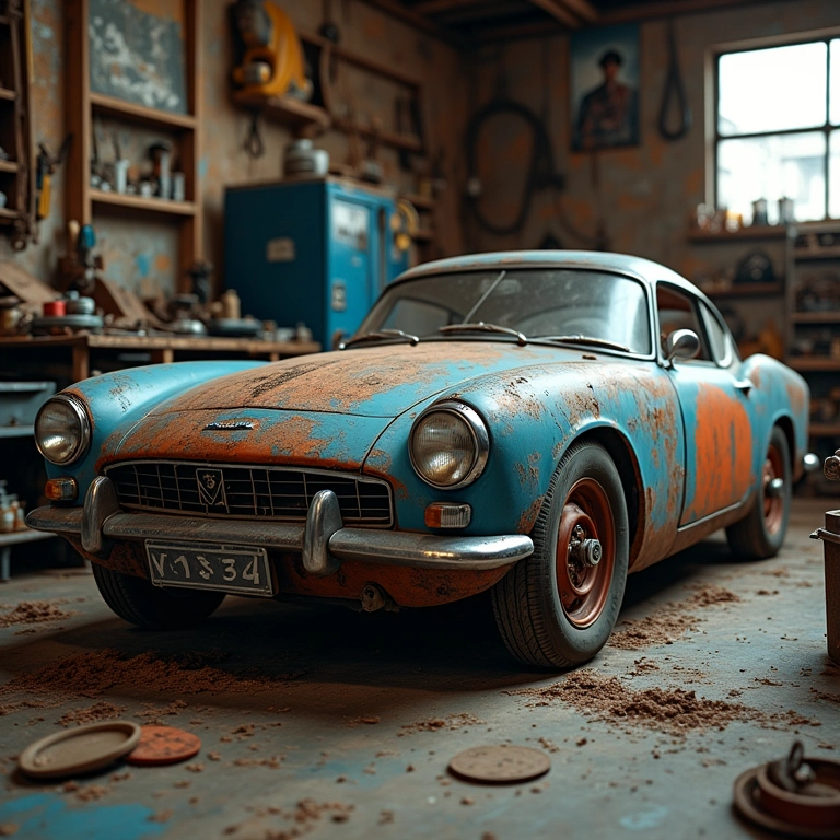 Entusiasta automotivo frustrado com a dificuldade da pintura Rat Look em casa.