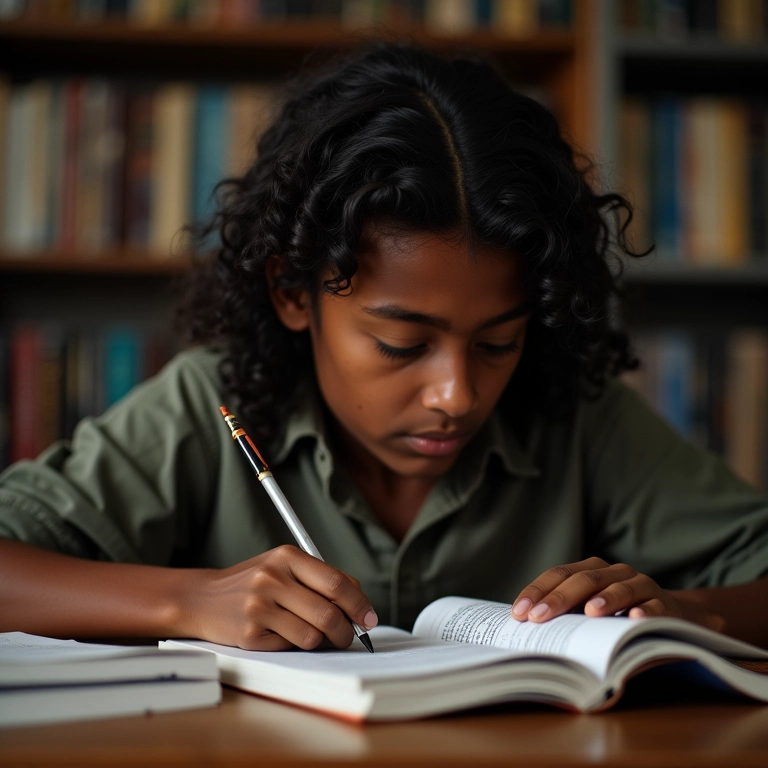 Estudante se preparando intensamente para o concurso da Polícia Civil.