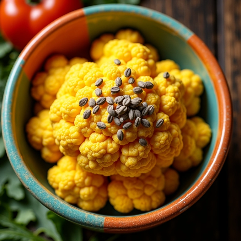 Farofa funcional de couve-flor com sementes.