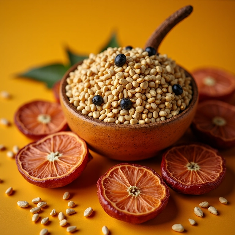 Farofa funcional de quinoa com frutas secas.