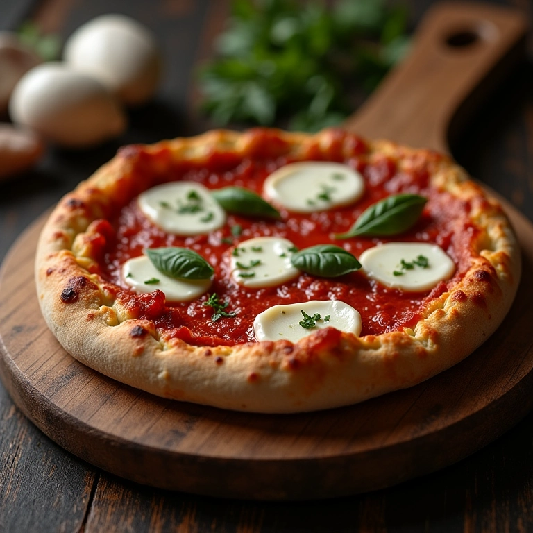 Fatia de pizza com jambu e queijo de búfala.