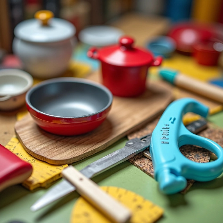 Ferramentas essenciais para criar panelinhas de brinquedo.