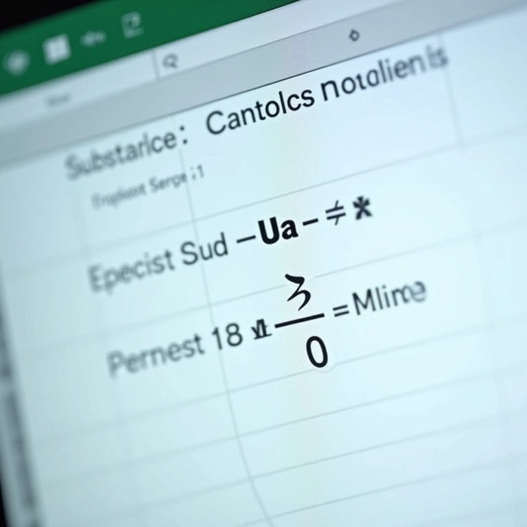 Fórmula de subtração no Excel.