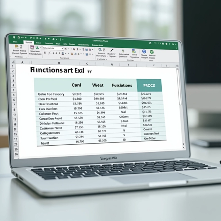 Gráfico comparativo de funções Excel versus PROCX em laptop.