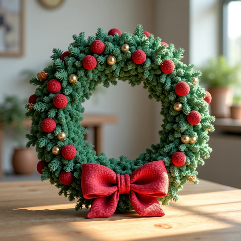 Guirlanda amigurumi natalina em escritório de arquiteta.