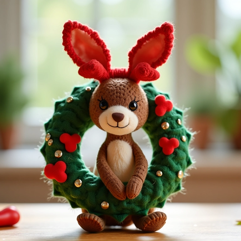 Guirlanda de Natal amigurumi com feltro.