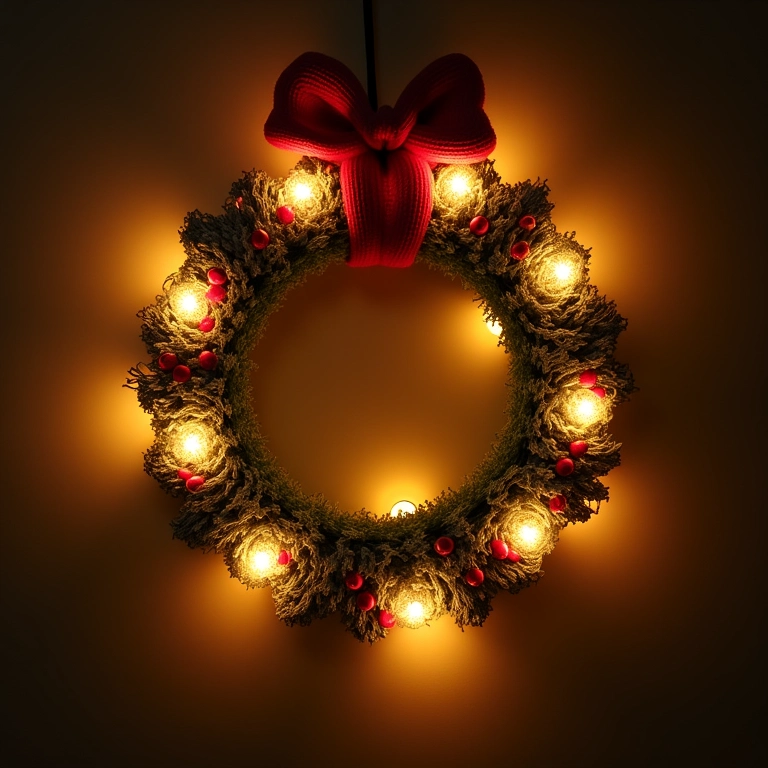 Guirlanda de Natal amigurumi com luzes.