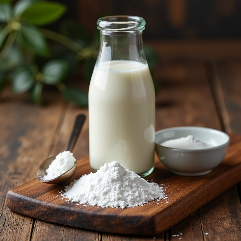 Ingredientes essenciais para preparar um Toddy cremoso.