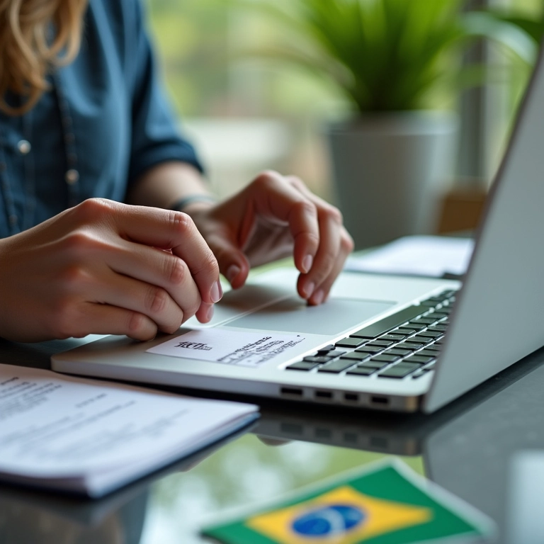 Mãos preenchendo a declaração do IRPF MEI online.