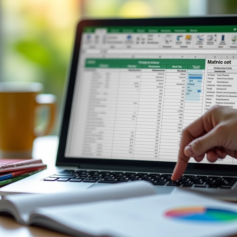 Mãos usando Excel para cálculos de soma e subtração.