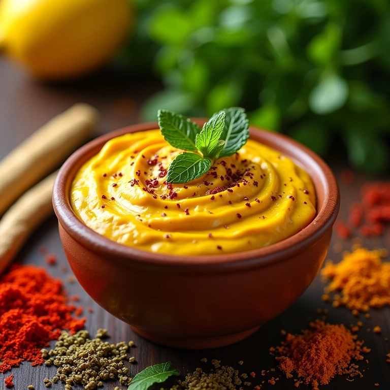 Molho indiano para salada com curry, iogurte natural, hortelã e limão.