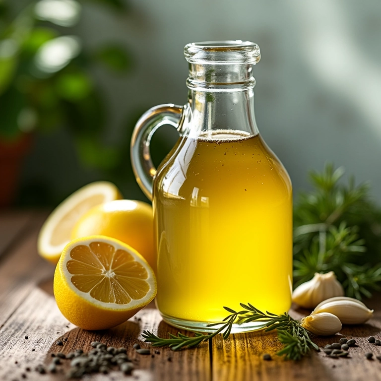 Molho mediterrâneo para salada com limão, orégano, alho e azeite.