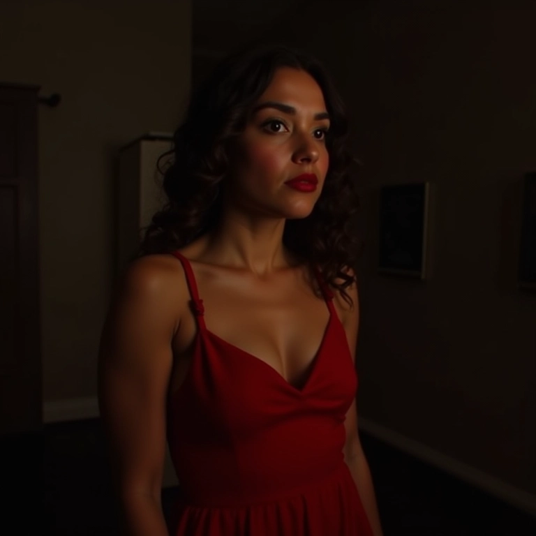 Mulher confiante e sensual em um ambiente íntimo, expressando desejo e atração.