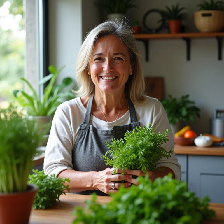 Mulher preparando agrião na cozinha, mostrando os benefícios para a saúde