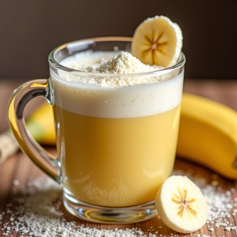 Nescau turbinado com leite em pó e banana.