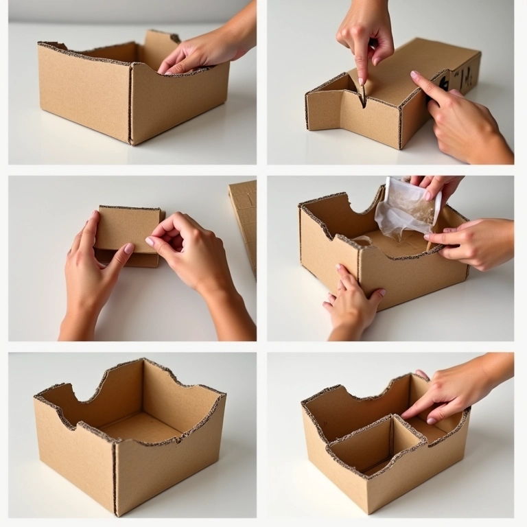 Passo a passo para criar panelinhas de papelão.