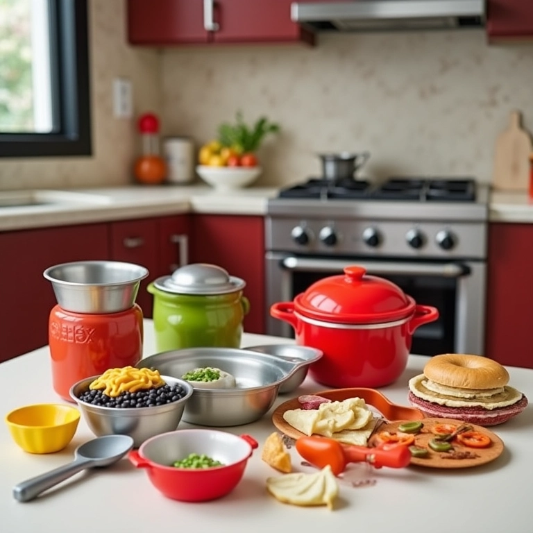 Produtos para panelinhas de brinquedo.