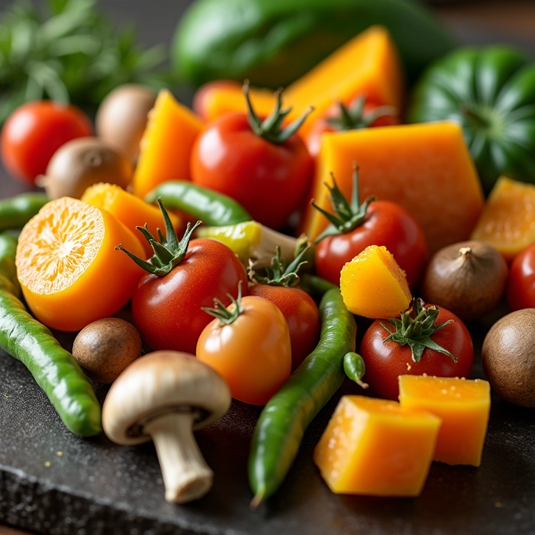 Ratatouille com abóbora, cogumelos e feijão verde: uma variação criativa.