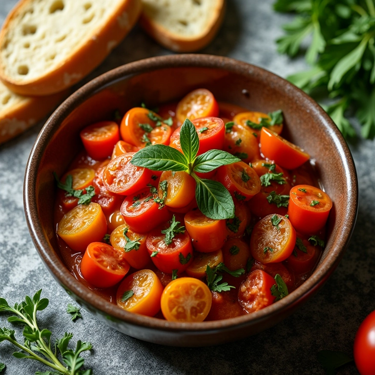 Ratatouille, um prato provençal colorido com abobrinha, berinjela e tomate.