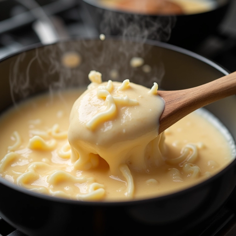 Recheio de coco sendo cozido em fogo baixo.