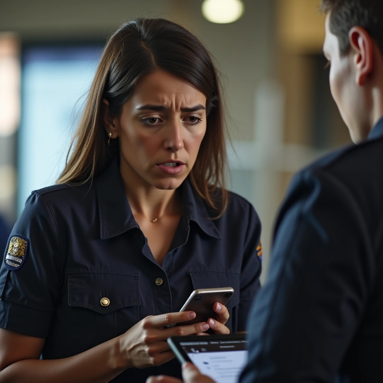 Reportando o roubo de um iPhone à polícia.