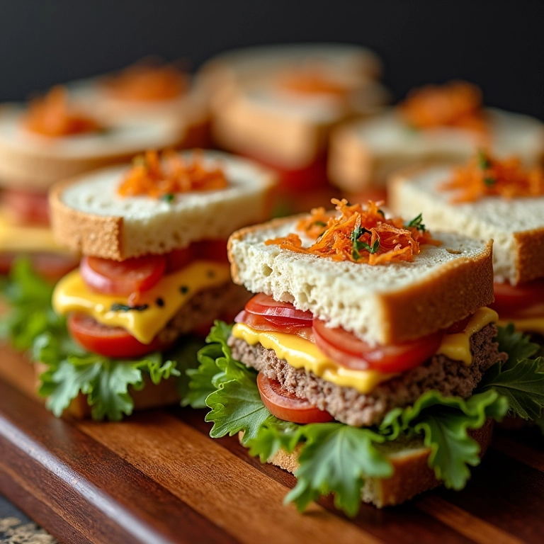 Sanduíches criativos e coloridos para piquenique.