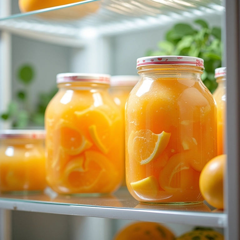 Sunomono armazenado na geladeira.