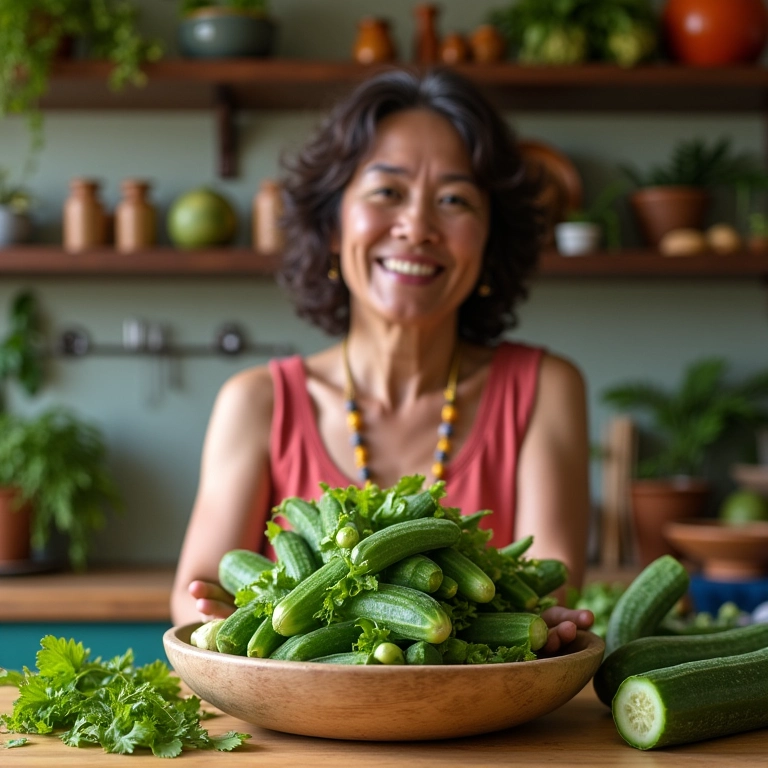 Sunomono com diferentes tipos de pepino.