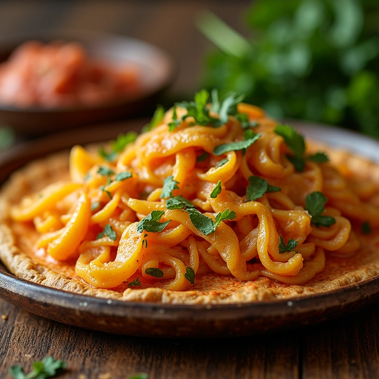 Taioba refogada servida em um prato rústico em uma cozinha colorida.