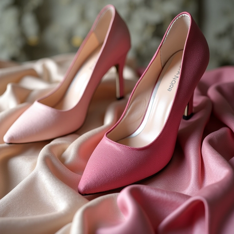 Tecidos luxuosos para almofadas de sapato de debutante.