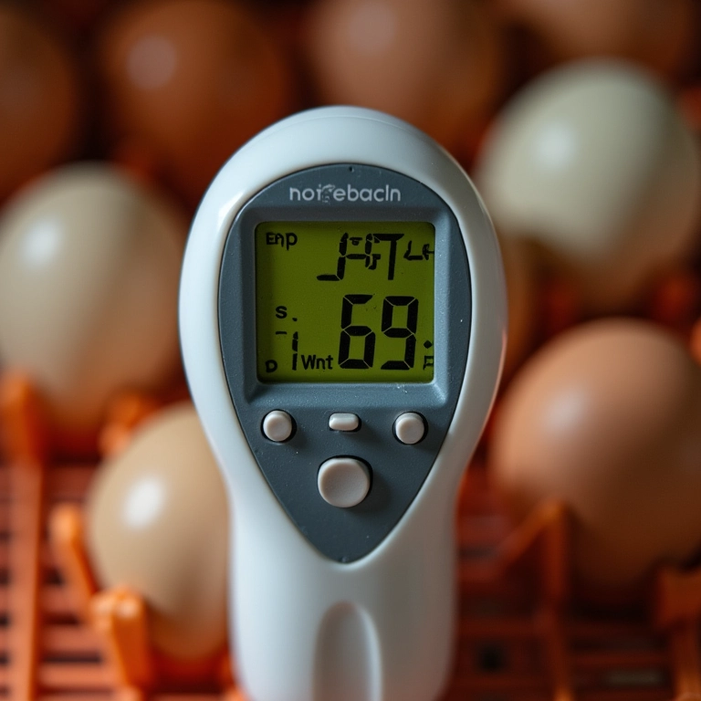 Termômetro digital Incoterm em chocadeira de codorna.