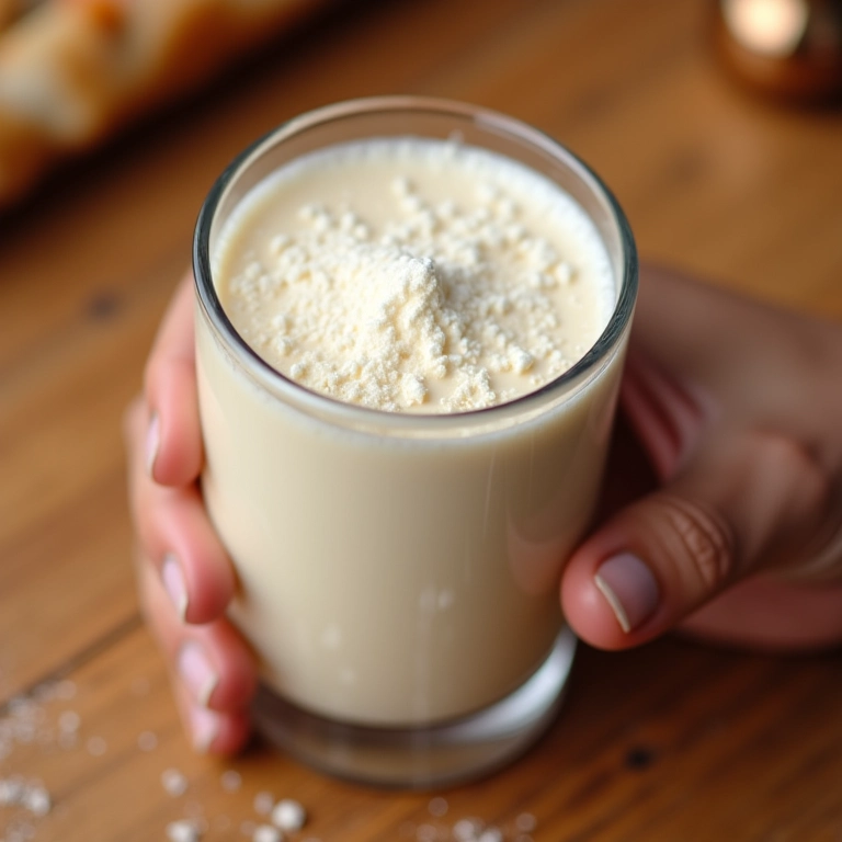 Textura cremosa de Nescau com leite em pó.