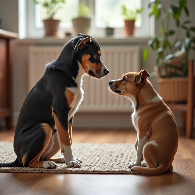 Tutor usando comandos verbais para ensinar o cachorro a fazer necessidades no lugar certo.
