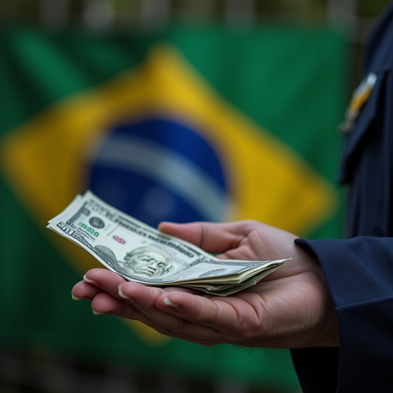 Um policial civil recebendo seu salário.