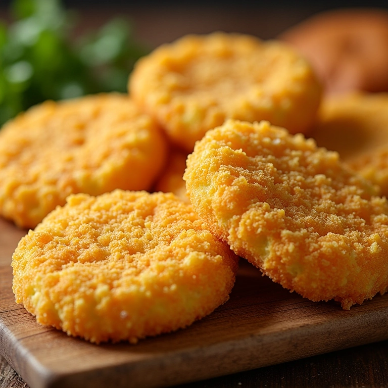 Variações de empanado: panko, flocos de milho, queijo parmesão.