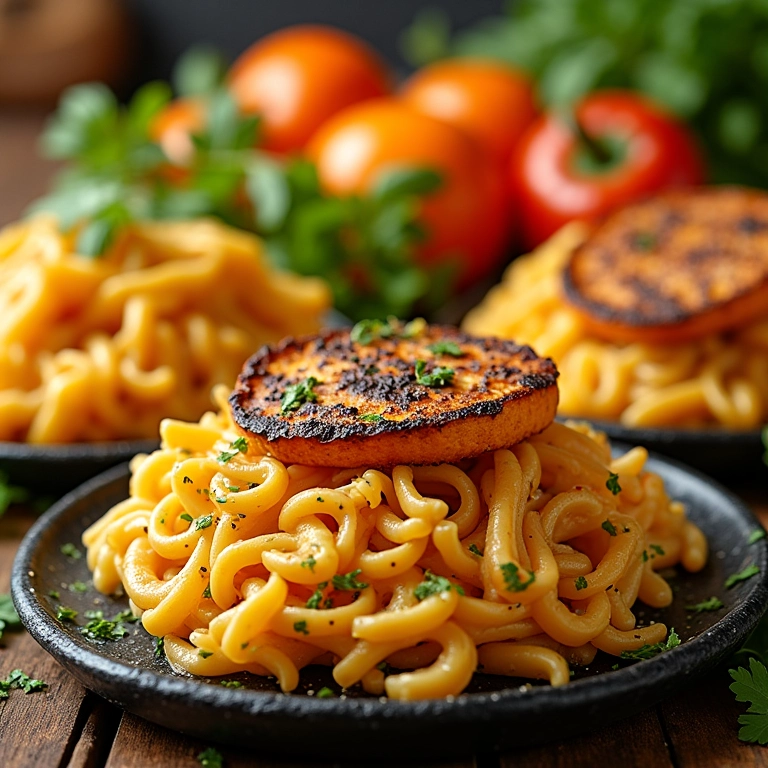 Variedade de pratos com pupunha: espaguete, assado, salada e bolo. Cozinha brasileira.